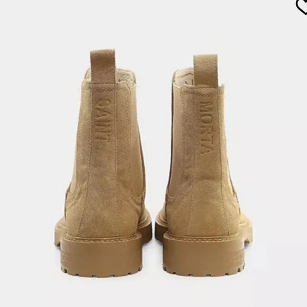 NIB SAINT MORTA Men Leather Sz US 12 EU 46 Chunky Chelsea Boot Taupe Dust Bags‎